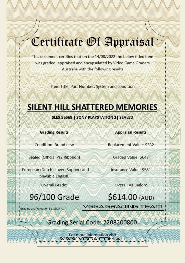 Certificate shill shattered memories 2